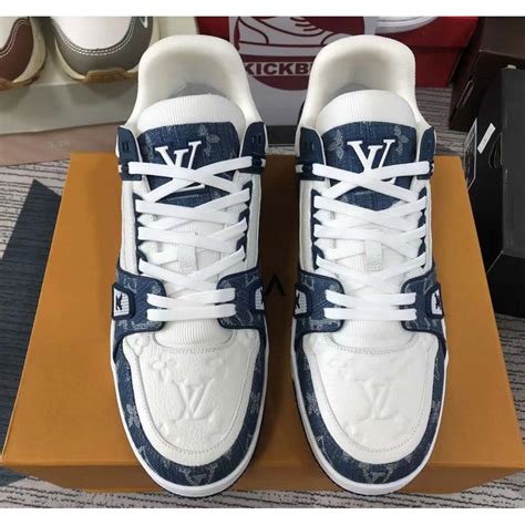 blue and white lv sneakers